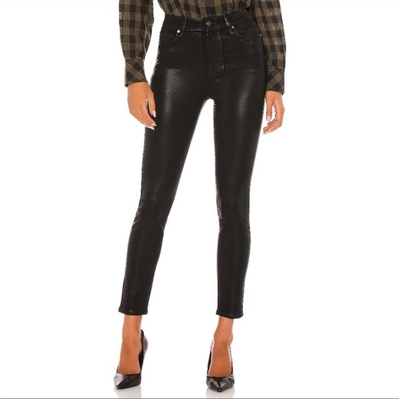 PAIGE Margot Jean Ankle Black Fog Luxe Coating Coated Pant Stretch Sz 28 - Picture 1 of 14